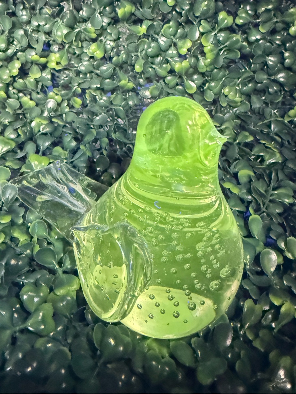 *GLOWS* Vintage Art Glass Controlled Bubble Bird Paperweight Figurine